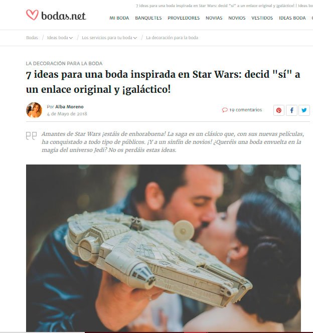 Prensa 4 Articulo de bodas.net sobre ideas para bodas originales inspiradas en Star Wars